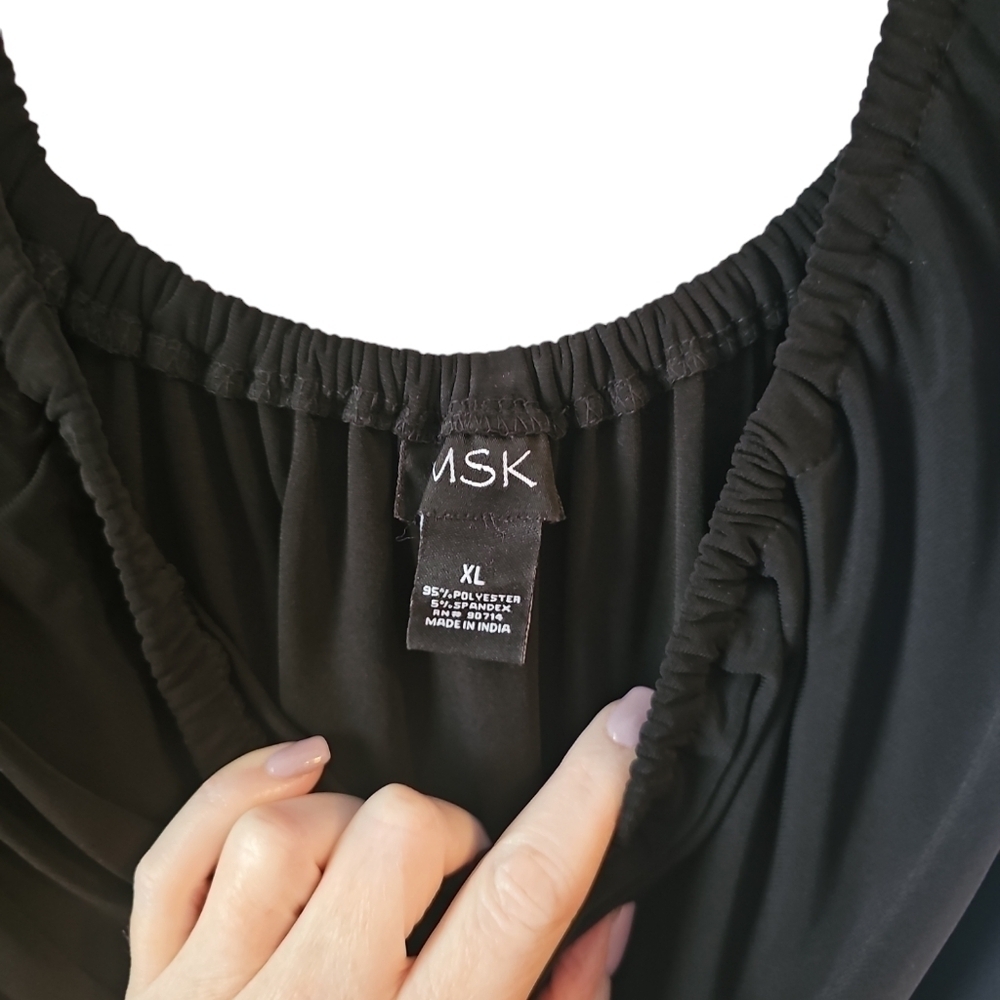 MSK sz XL Off-The-Shoulder Poncho Jumpsuit black with rhinestone trim - Picture 4 of 8